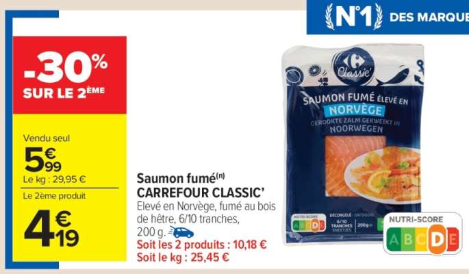 Saumon fumé CARREFOUR CLASSIC'