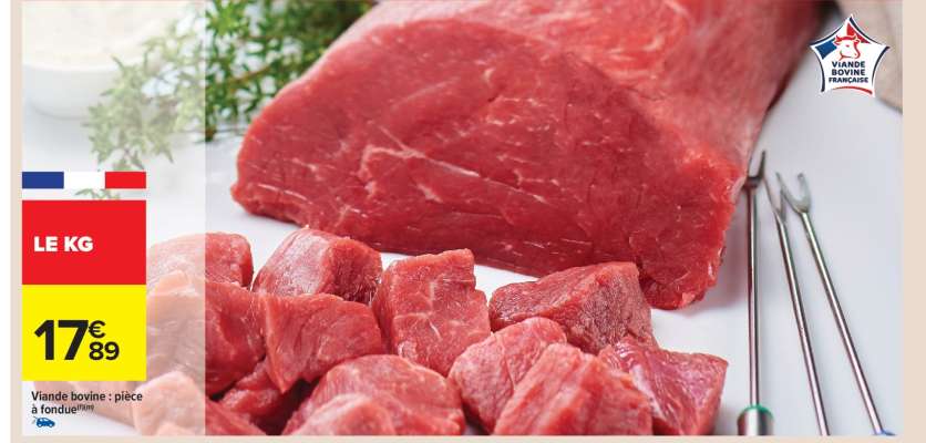 Viande bovine : pièce à fondue