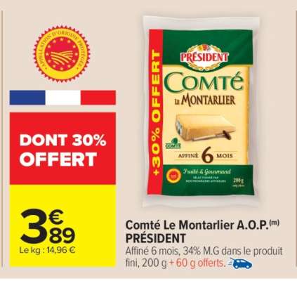 Comté Le Montarlier A.O.P.(m) PRÉSIDENT