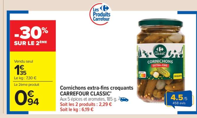 Cornichons extra-fins croquants CARREFOUR CLASSIC'