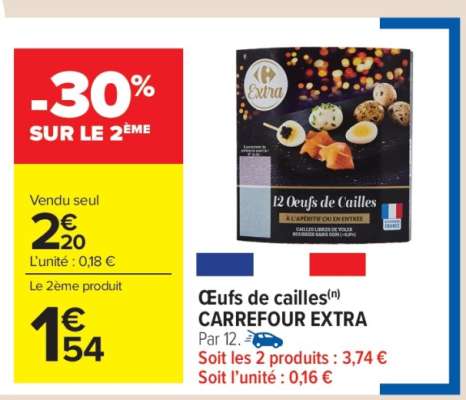Œufs de cailles CARREFOUR EXTRA