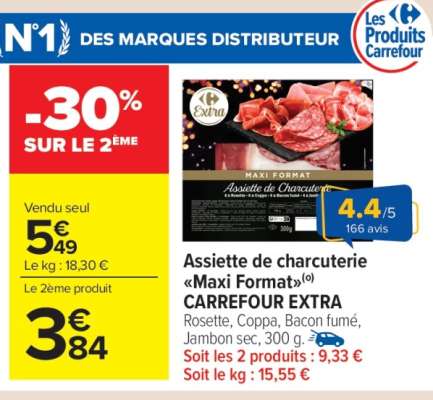 Assiette de charcuterie "Maxi Format" CARREFOUR EXTRA