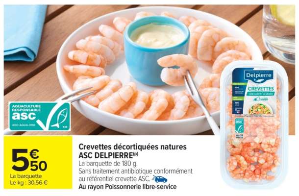 Crevettes décortiquées natures ASC DELPIERRE