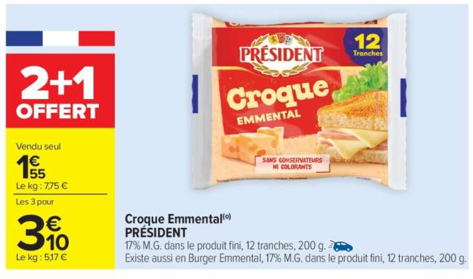 Croque Emmental PRÉSIDENT
