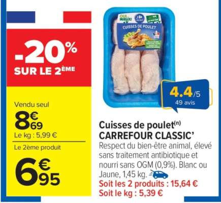 Cuisses de poulet CARREFOUR CLASSIC'