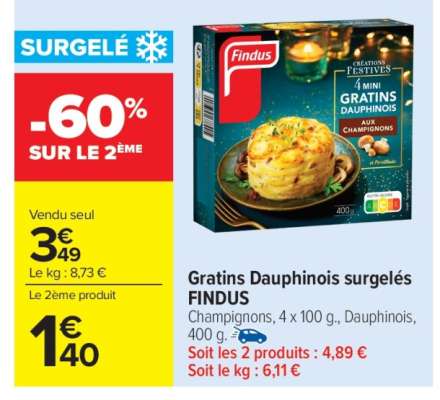 Gratins Dauphinois surgelés FINDUS
