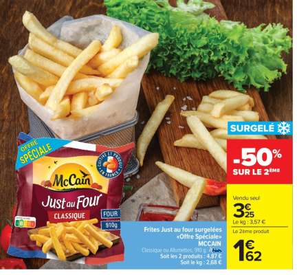 Frites Just au four surgelées "Offre Spéciale" MCCAIN