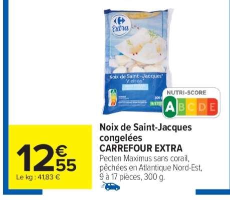 Noix de Saint-Jacques congelées CARREFOUR EXTRA