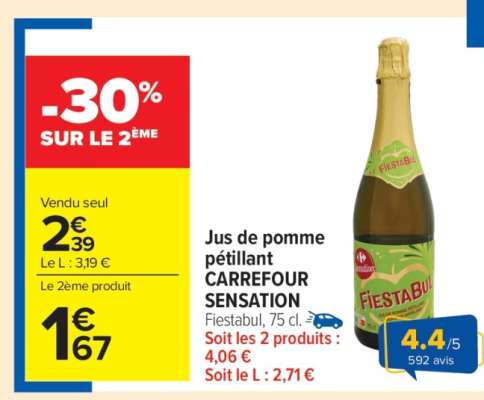 Jus de pomme pétillant CARREFOUR SENSATION