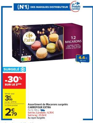 Assortiment de Macarons surgelés CARREFOUR EXTRA