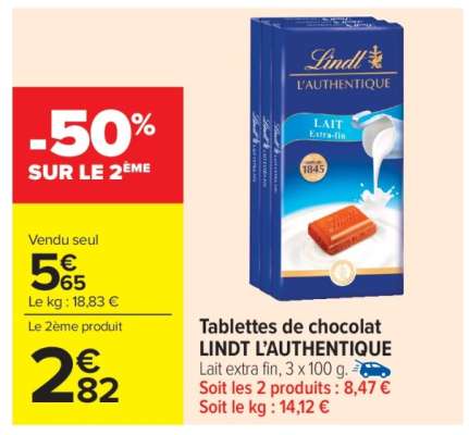 Tablettes de chocolat 'Lindt L'Authentique'