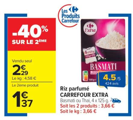 Riz parfumé CARREFOUR EXTRA