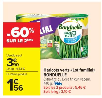 Haricots verts "Lot Familial" BONDUELLE