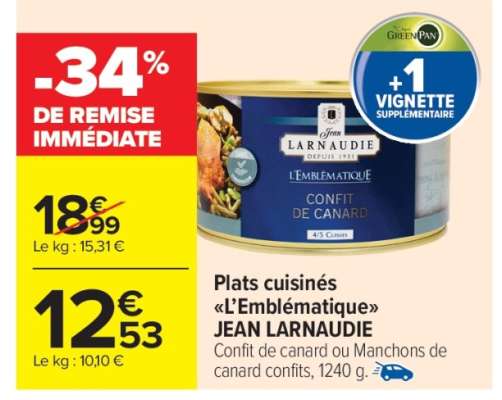 Plats cuisinés L'Emblématique JEAN LARNAUDIE