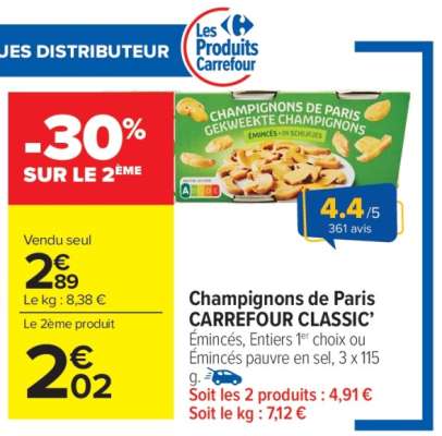 Champignons de Paris CARREFOUR CLASSIC'