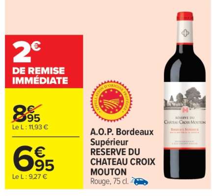 A.O.P. Bordeaux Supérieur RESERVE DU CHATEAU CROIX MOUTON