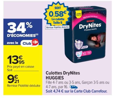 Culottes DryNites HUGGIES