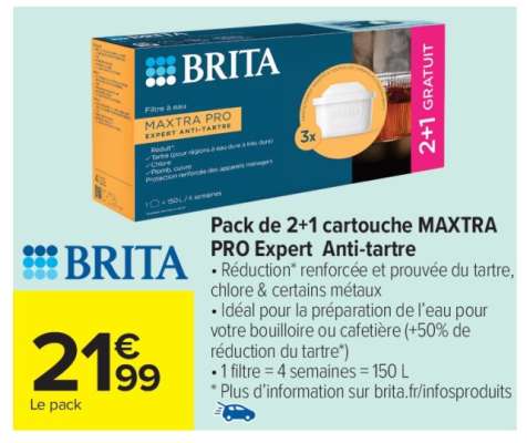 Pack de 2+1 cartouche MAXTRA PRO Expert Anti-tartre