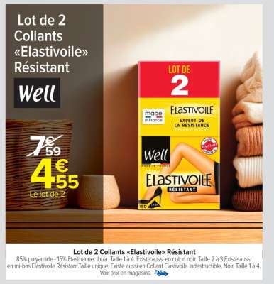 Lot de 2 collants Elastivoile résistant