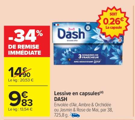 Lessive en capsules DASH