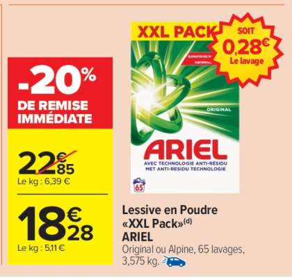 Lessive en Poudre "XXL Pack" ARIEL