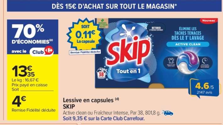 Lessive en capsules SKIP