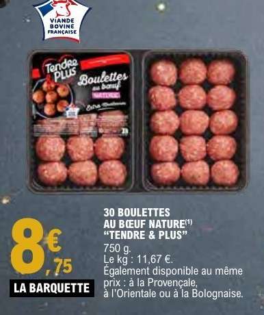 30 Boulettes au Boeuf Nature 'Tendre & Plus'