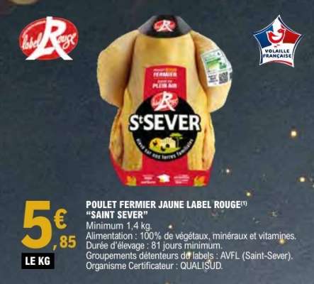 POULET FERMIER JAUNE LABEL ROUGE 'SAINT SEVER'