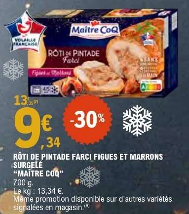 RÔTI DE PINTADE FARCI FIGUES ET MARRONS SURGELÉ “MAÎTRE COQ”