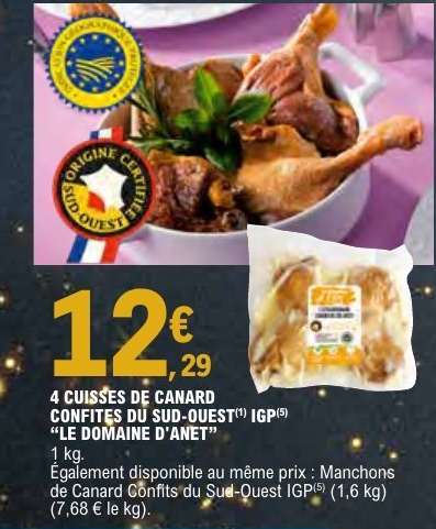 4 CUISSES DE CANARD CONFITES DU SUD-OUEST IGP 'LE DOMAINE D'ANET'