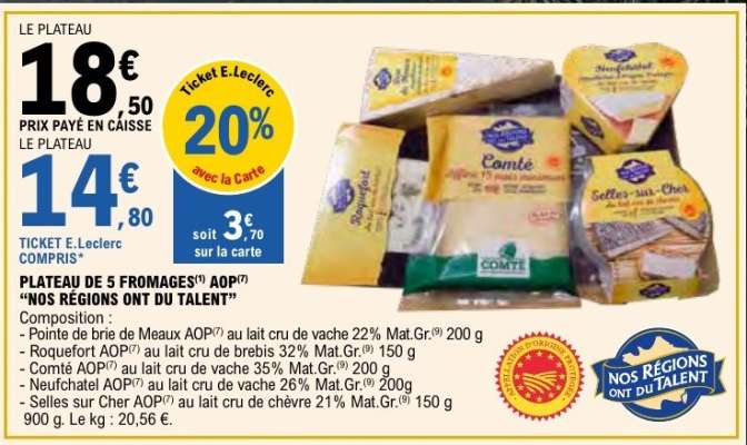 PLATEAU DE 5 FROMAGES AOP 'NOS RÉGIONS ONT DU TALENT'