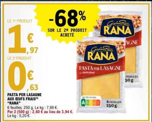 PASTA PER LASAGNE AUX ŒUFS FRAIS "RANA"