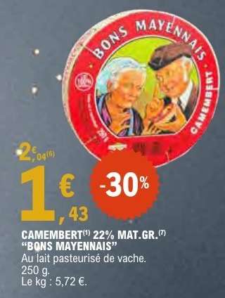 CAMEMBERT 22% MAT.GR. 'BONS MAYENNAIS'