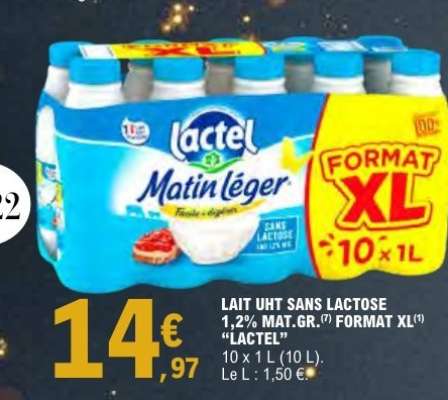 Lait UHT Sans Lactose 1,2% Mat.Gr. Format XL 'Lactel'