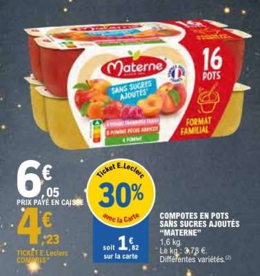 COMPOTES EN POTS SANS SUCRES AJOUTÉS “MATERNE”
