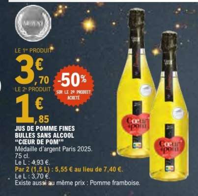 Jus de pomme fines bulles sans alcool 'Cœur de Pom'