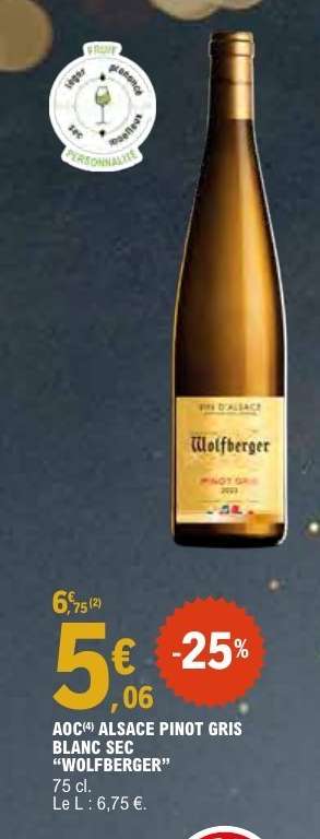 AOC Alsace Pinot Gris Blanc Sec 'Wolfberger'
