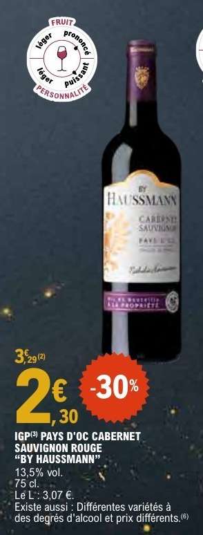 IGP PAYS D'OC CABERNET SAUVIGNON ROUGE 'BY HAUSSMANN'