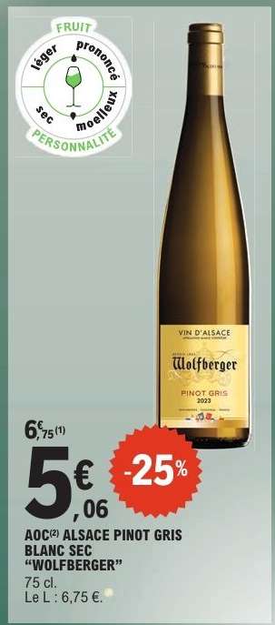 AOC Alsace Pinot Gris Blanc Sec 'Wolfberger'