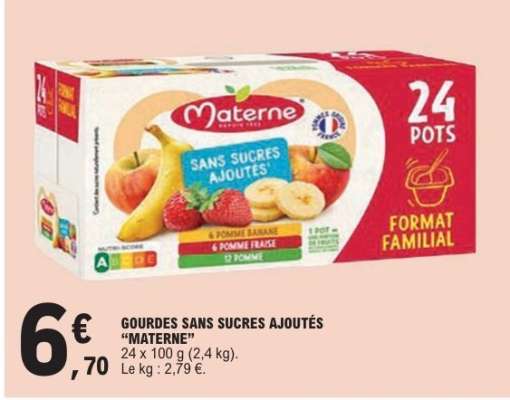 GOURDES SANS SUCRES AJOUTÉS “MATERNE”
