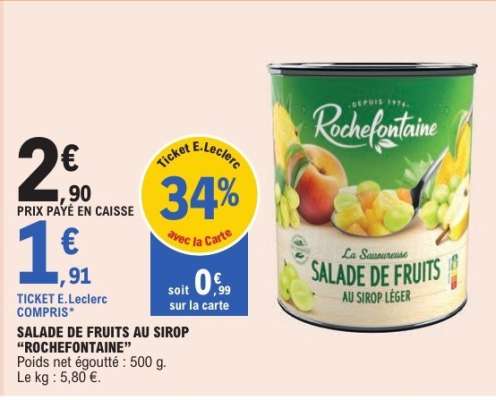 SALADE DE FRUITS AU SIROP “ROCHEFONTAINE”