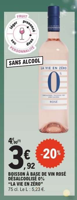 BOISSON À BASE DE VIN ROSÉ DESALCOOLISÉ 0% “LA VIE EN ZÉRO”