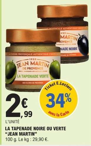 LA TAPENADE NOIRE OU VERTE "JEAN MARTIN"