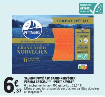 SAUMON FUMÉ ASC GRAND NORVÉGIEN FORMAT SPÉCIAL "PETIT NAVIRE"