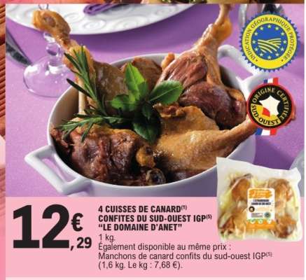 4 CUISSES DE CANARD CONFITES DU SUD-OUEST IGP 'LE DOMAINE D'ANET'