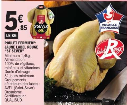POULET FERMIER JAUNE LABEL ROUGE 'ST SEVER'