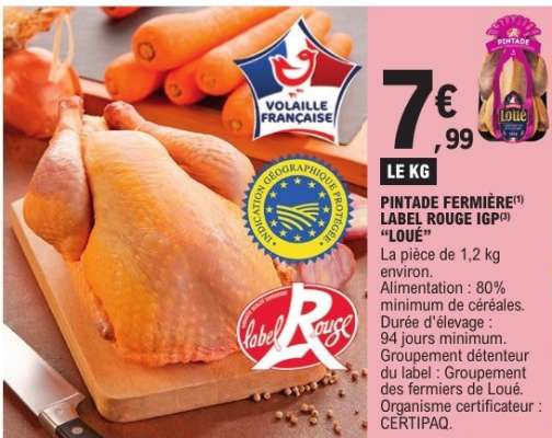 Pintade Fermière Label Rouge IGP Loué