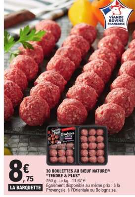 30 Boulettes au Boeuf Nature 'Tendre & Plus'