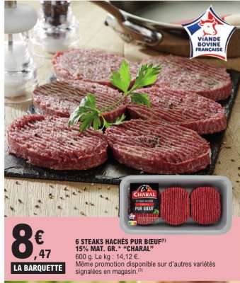 6 STEAKS HACHÉS PUR BŒUF
