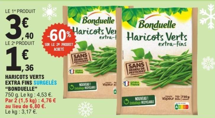 Haricots Verts Extra Fins Surgelés Bonduelle